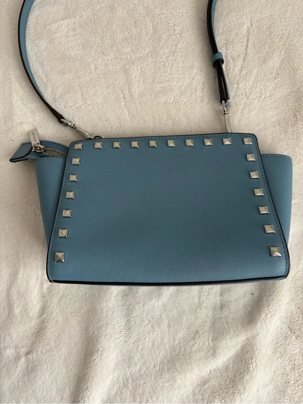 Michael Kors Blue Studded Saffiano Leather Crossbody Bag